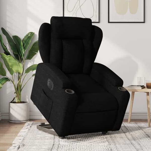 vidaXL Elektrisk lyftbar massagefåtölj svart