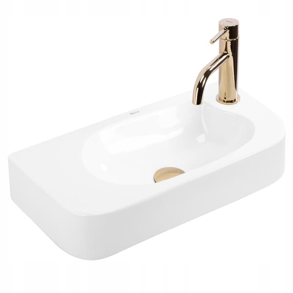 Odetta Hvid Blank Bordvask, Væghængt, 51x25 cm, Smal Rektangulær