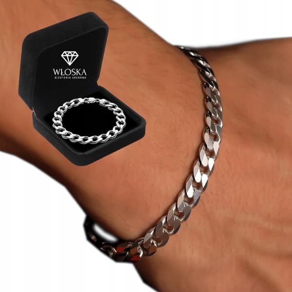 DIAMANT Sølv Herrearmbånd 20cm Armbånd + GRATIS