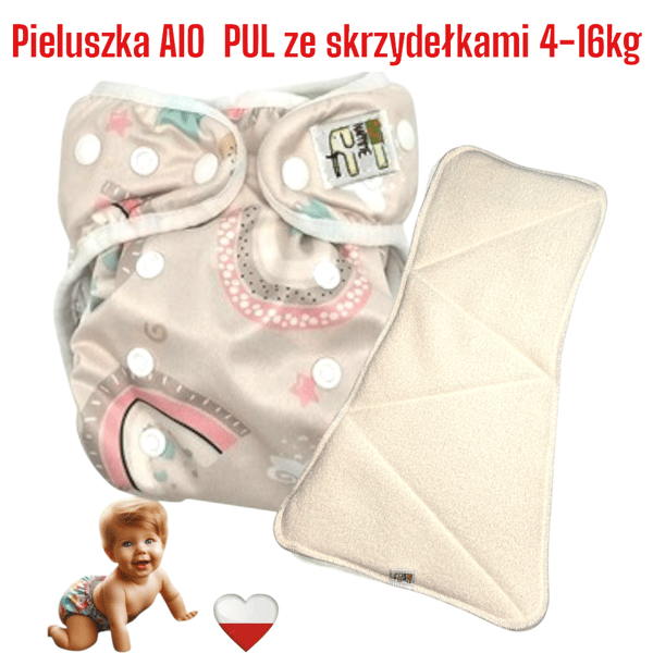 NappiMe AIO PUL vaskbar ble med regnbuevinger