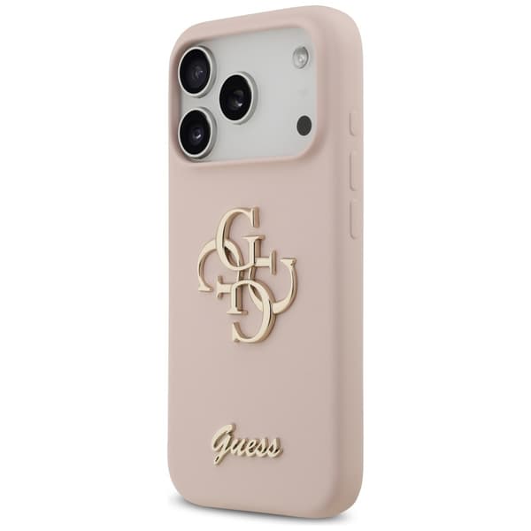 Guess Silikone Stort 4G Script Etui til iPhone 17 Pro Lyserød