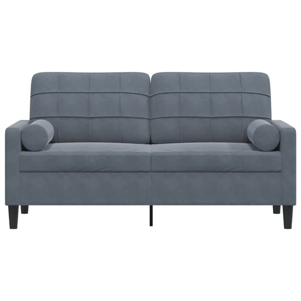 vidaXL 2-sitssoffa med kuddar, mörkgrå, 140 cm, sammet