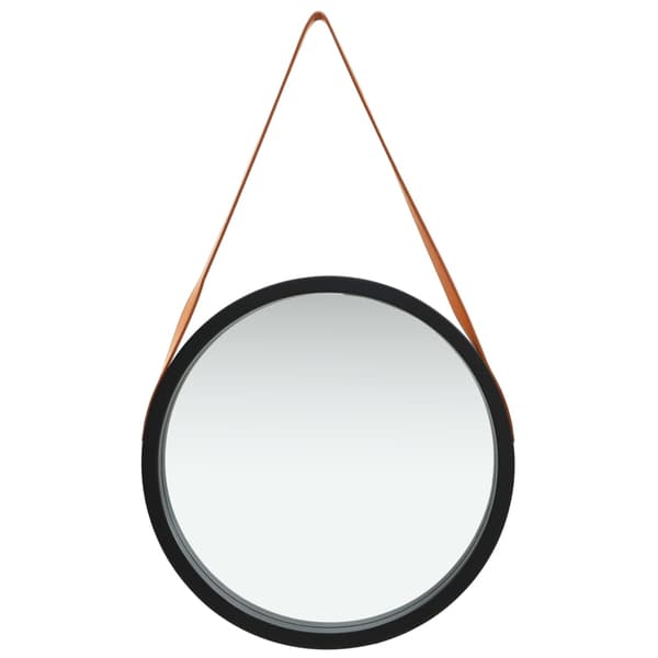 vidaXL vægspejl med strop, 50 cm, sort