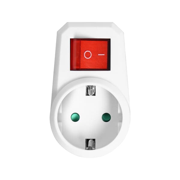 Enkelt Schuko elektrisk splitter med afbryder, hvid