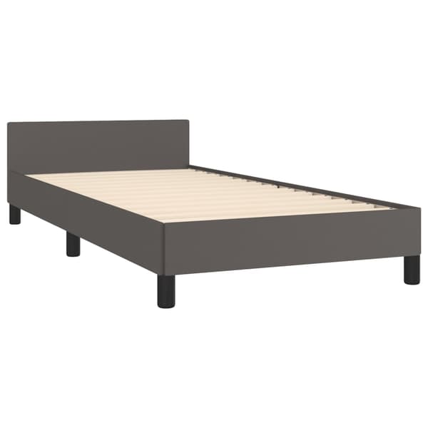 vidaXL sengestel med hovedgærde grå 90x200 cm kunstlæder