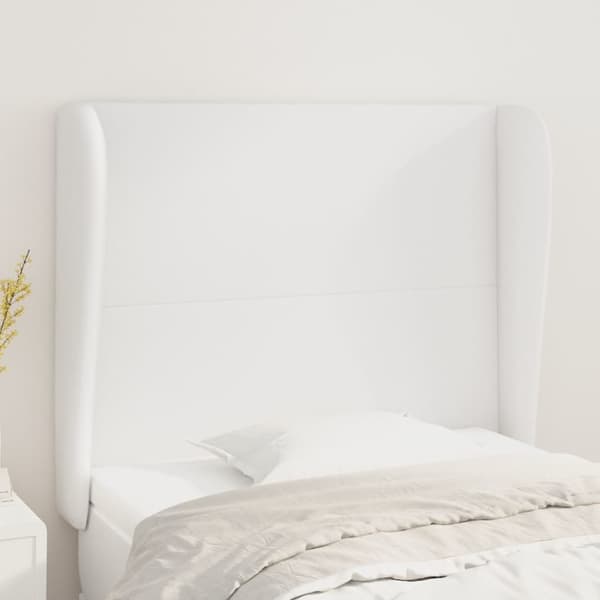 vidaXL Vingad nackstöd vit 103x23x118/128 cm konstläder