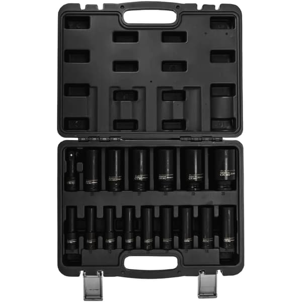 ILOFORCE 1/2" slagtopnøglesæt, 16 dele + kuffert