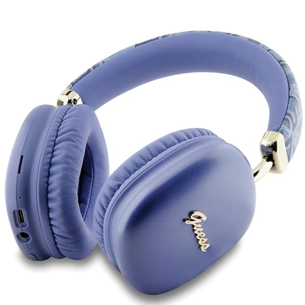 Guess Gcube Metallic Script Logo Bluetooth Over-Ear Hörlurar, Lila