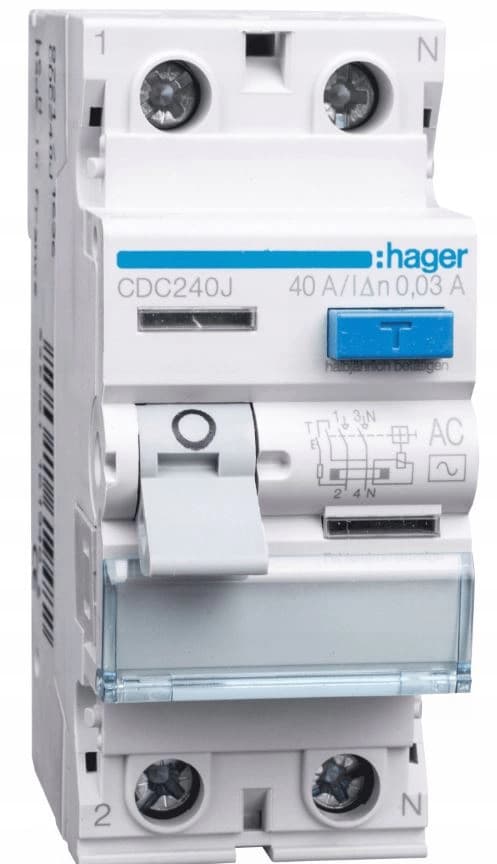 1P+N 40A 30mA 6kA AC differentialafbryder CDC240J HAGER