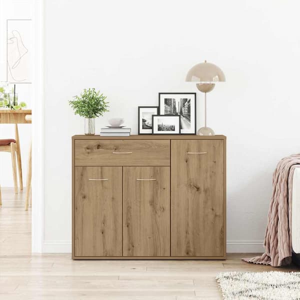 vidaXL håndlavet kommode i egetræ 88x30x70 cm limet træ