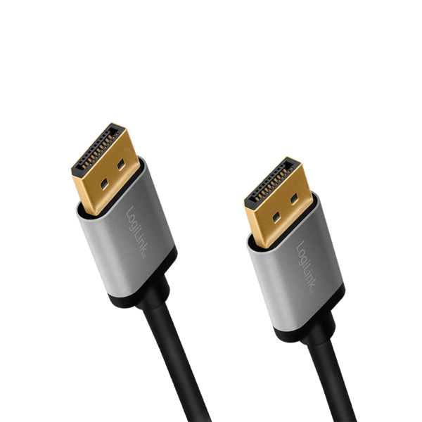 DisplayPort DP/M til DP/M kabel, 4K/60 Hz, 1m, aluminium, sort/grå - LogiLink