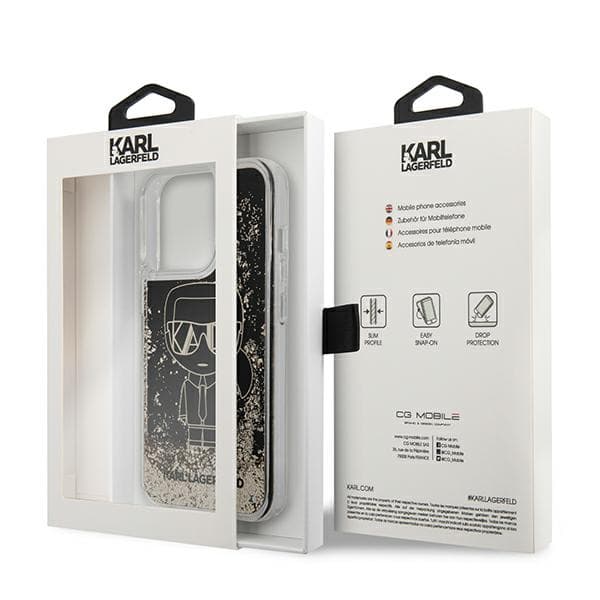 Karl Lagerfeld Liquid Glitter Gatsby-cover til iPhone 13 Pro/13, sort