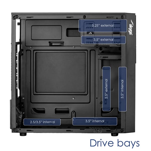 Akyga AK19BK Micro ATX computerkabinet PC Tower Box USB-C USB 3.0 Sort