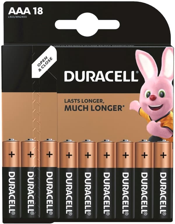 Duracell AAA (LR03) MN2400 alkaliske batterier 18 stk.