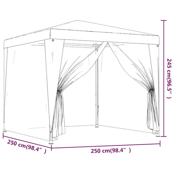 vidaXL 4-väggs nättält blått 2,5x2,5 m HDPE