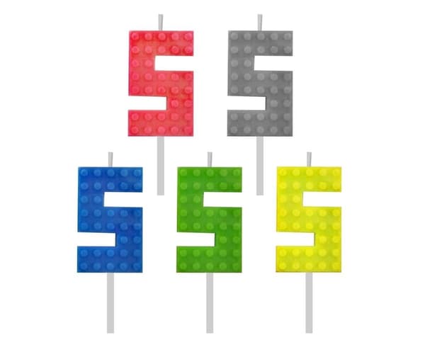 Fødselsdagslys Klodser nummer 5 5,5 cm MIX