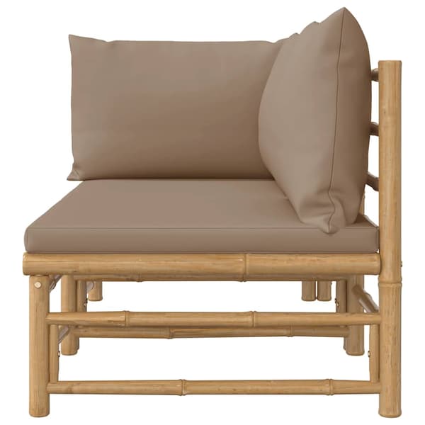 vidaXL 2-delat trädgårdsmöbelset, taupe kuddar, bambu