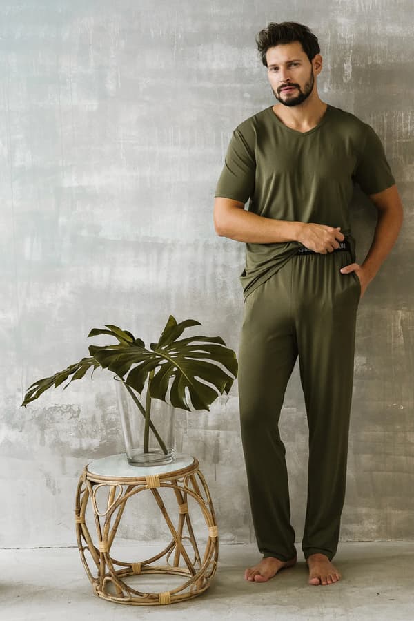 Dallas herrpyjamas, kortärmade, långbyxor M