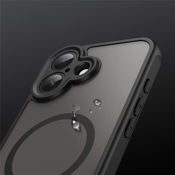 Matt cover til iPhone 17, til MagSafe, forstærket, mat med sort ramme