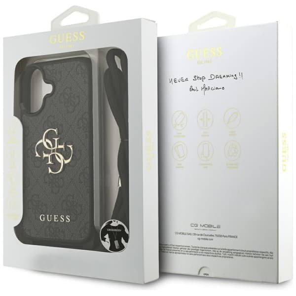 Guess 4G Stort Logo Snorrem Crossbody-etui til iPhone 17 Sort