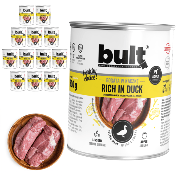 Bult våtfoder för hund rik på anka 12x800g