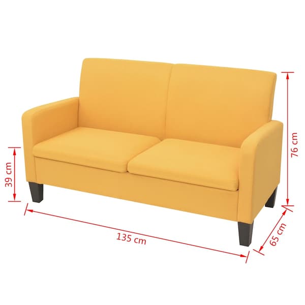 vidaXL 2-sitssoffa gul 135 x 65 x 76 cm