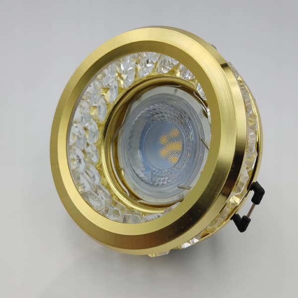 Halogen taklampa, guld, infälld, kristall, glas, GU10