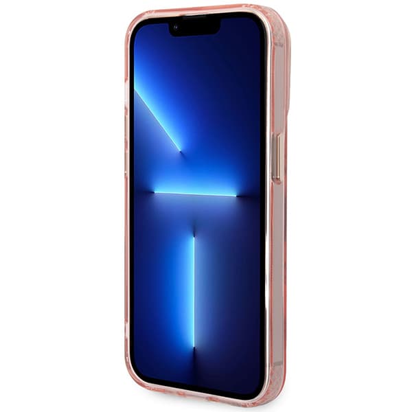 Guess Gold Outline Translucent MagSafe-etui til iPhone 14 Pro Max, lyserød