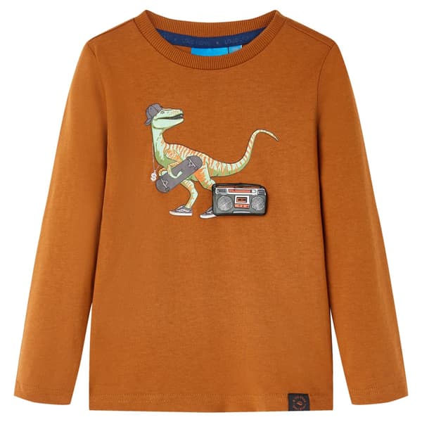 Barn långärmad T-shirt, konjaksvit, 116