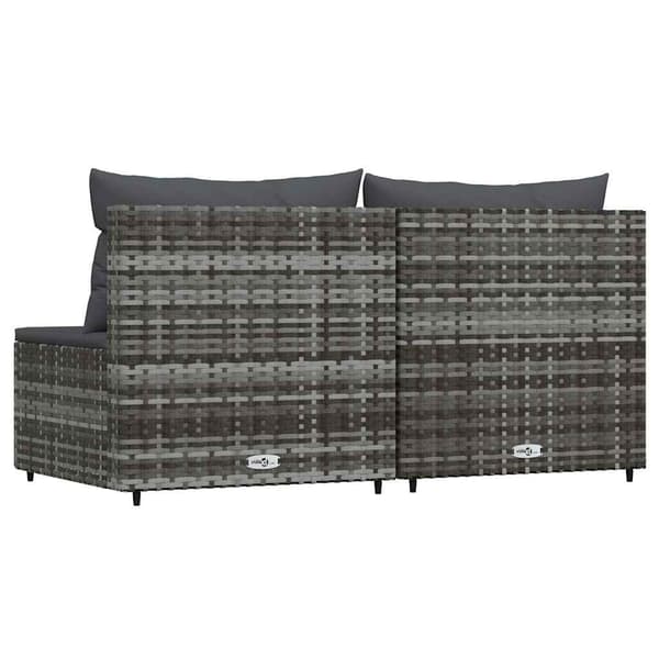 vidaXL midtersofaer med hynder, 2 stk., grå, polyrattan