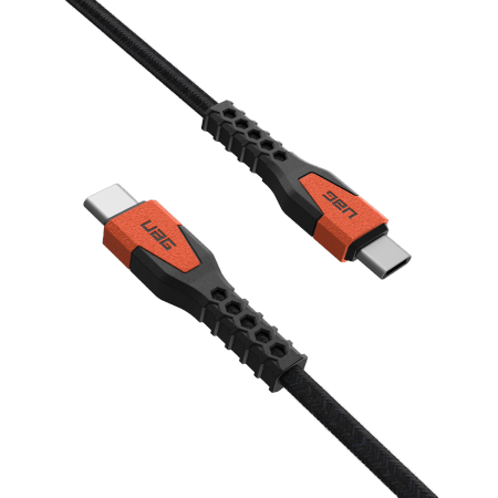 UAG Rugged Cable - USB-C - USB-C 60W -kaapeli, 1,5 m (musta/oranssi)