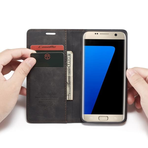 CASEME cover til Samsung Galaxy S7 Edge, læderpung, sort