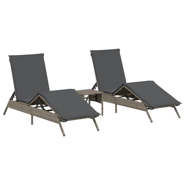 vidaXL liggestole med bord, sæt med 2, grå, polyrattan