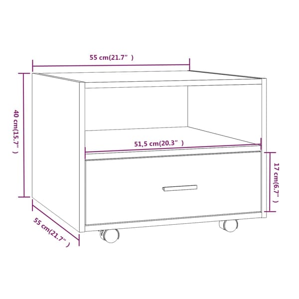 vidaXL sofabord røget eg 55x55x40 cm