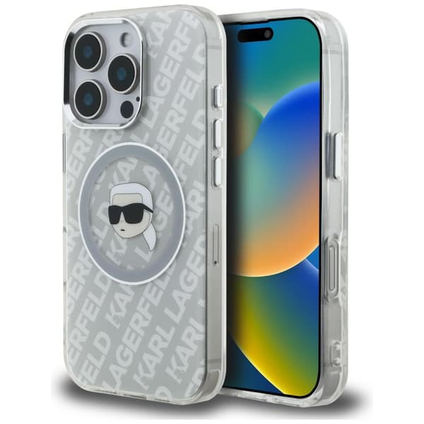 Karl Lagerfeld IML Karl Head Logo MagSafe-etui til iPhone 16 Pro Max grå