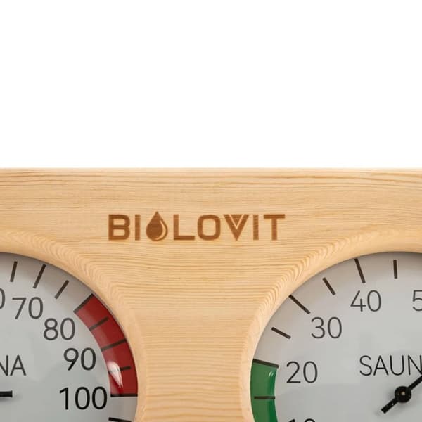 Bilovit - Bastutermometer med hygrometer av furu