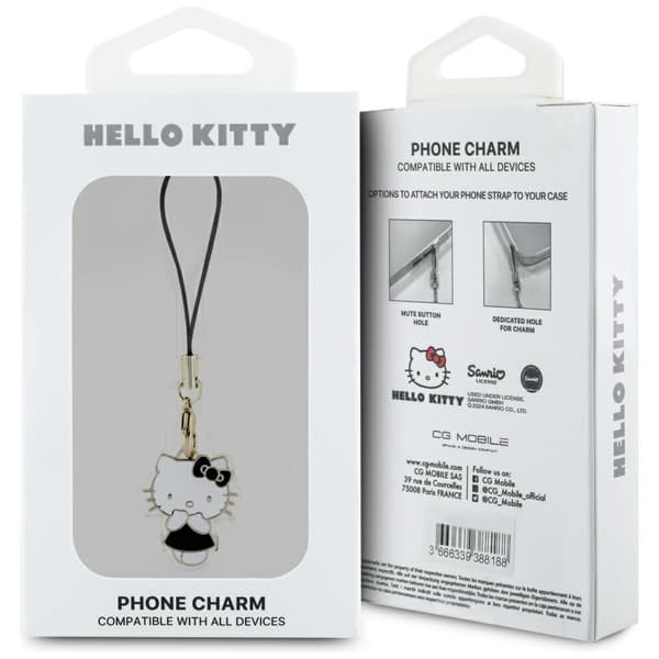 Hello Kitty Charm Kitty Söt Mobilrem, Svart