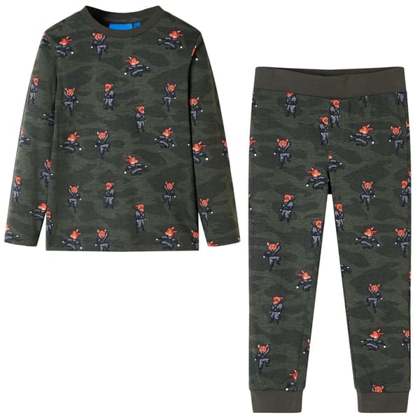 Lasten pitkähihainen pyjama, khaki, 104