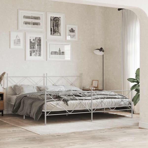 vidaXL metalsengegavl, hvid, 200 cm