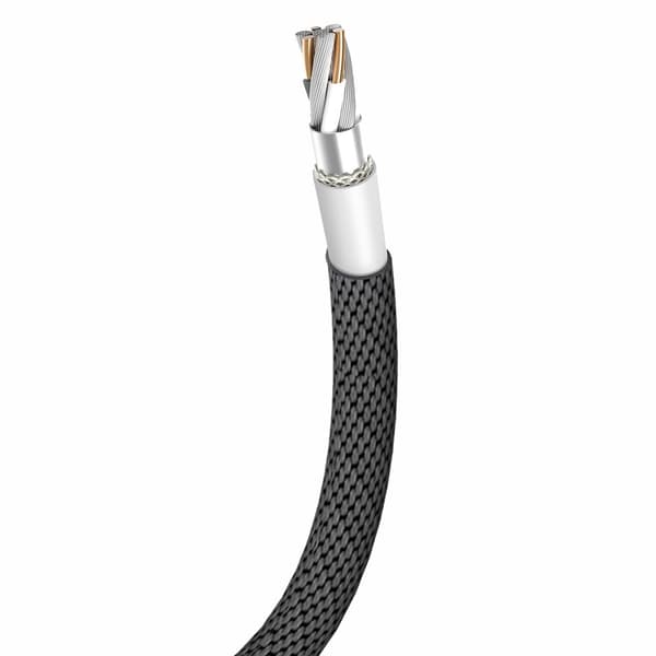 Slitstark tygflätad USB-kabel iPhone Lightning 1,2M svart
