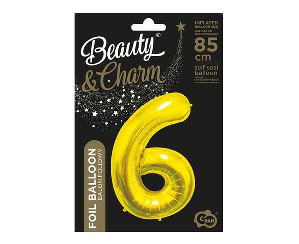 B&C 6 guld folieballoner 85 cm