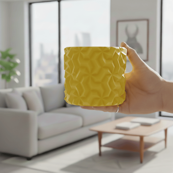 Gul 3D geometrisk mønster urtepotteskjuler til loftplanter