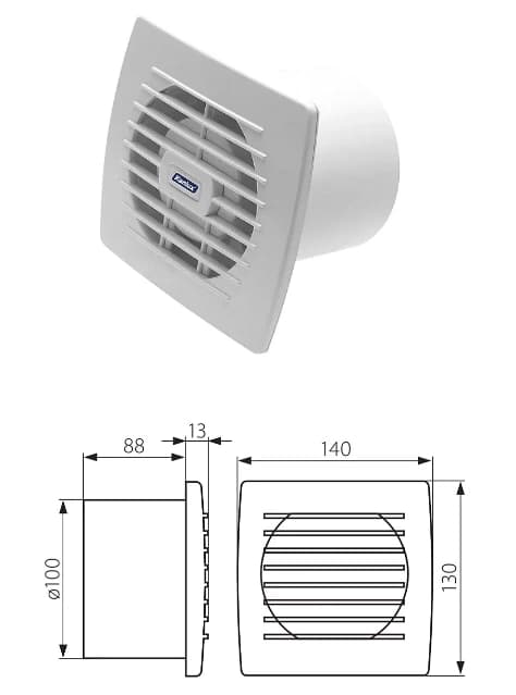Kanlux 100 mm 19W kanalventilator til badeværelse med timer