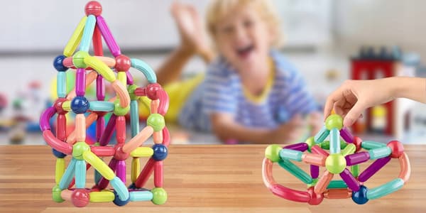 Magnetiska pedagogiska byggklossar FÖR barn stora element 98 bitar