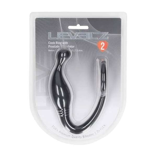 Silikone Penisring med Prostata Stimulator - M - Sort