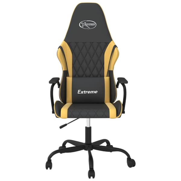 vidaXL massage-gamingstol, sort og guld, kunstlæder