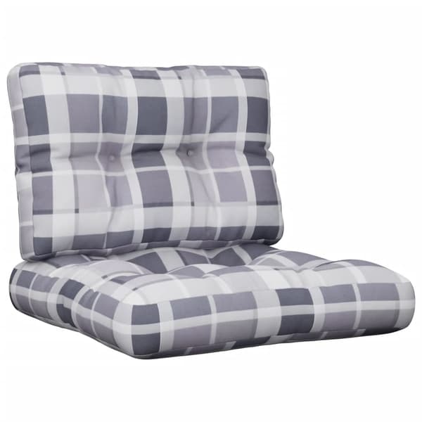 vidaXL pallehynder til sofa, 2 stk., gråt ternet stof