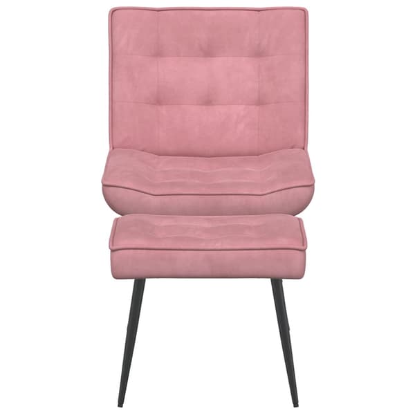 vidaXL Fåtölj med fotpall, rosa, klädd i sammet