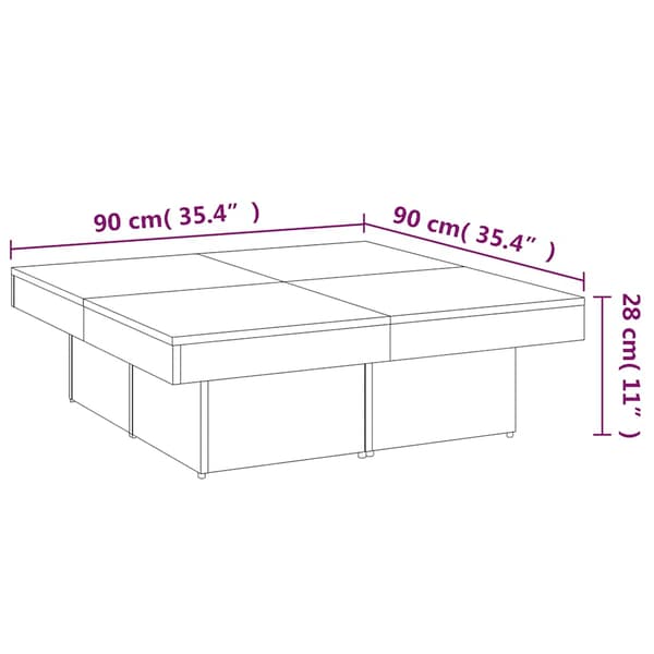 vidaXL sofabord røget eg 90x90x28 cm