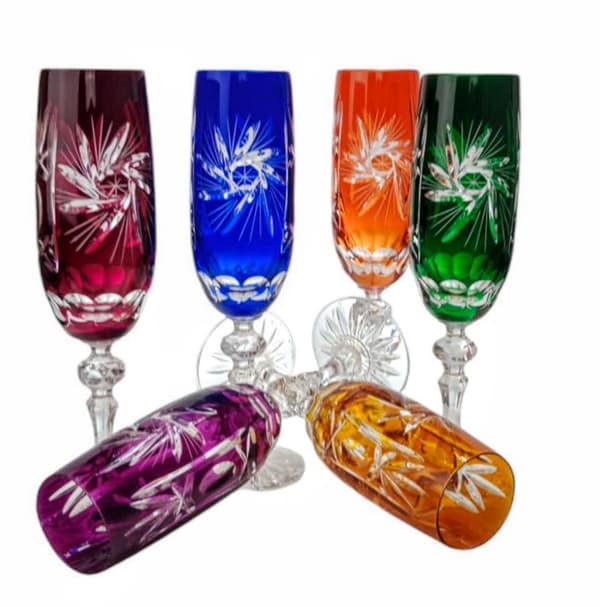 Färgglada kristallchampagneglas 170ml Olive Grinder